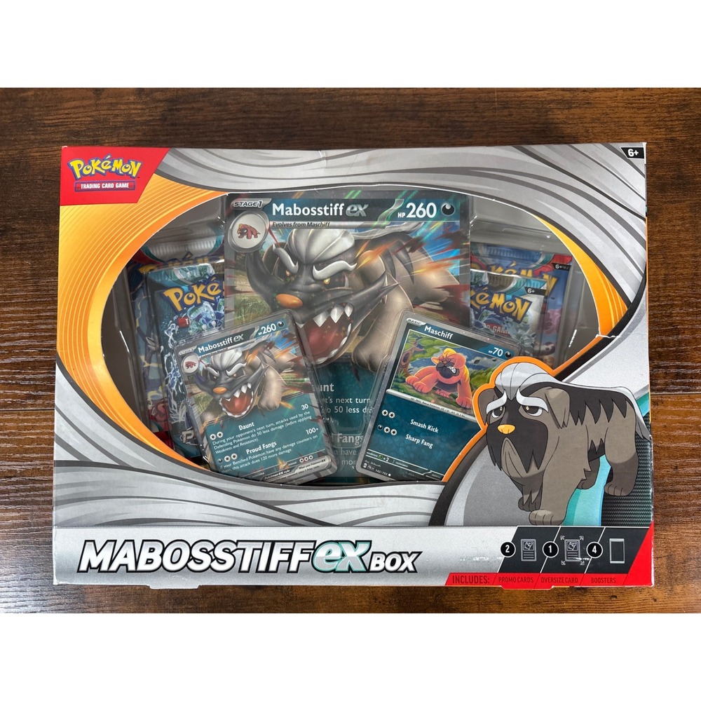 Pokemon TCG Mabosstiff ex Box 4 Booster Packs 2 Promo Cards 1 Oversize Card NEW